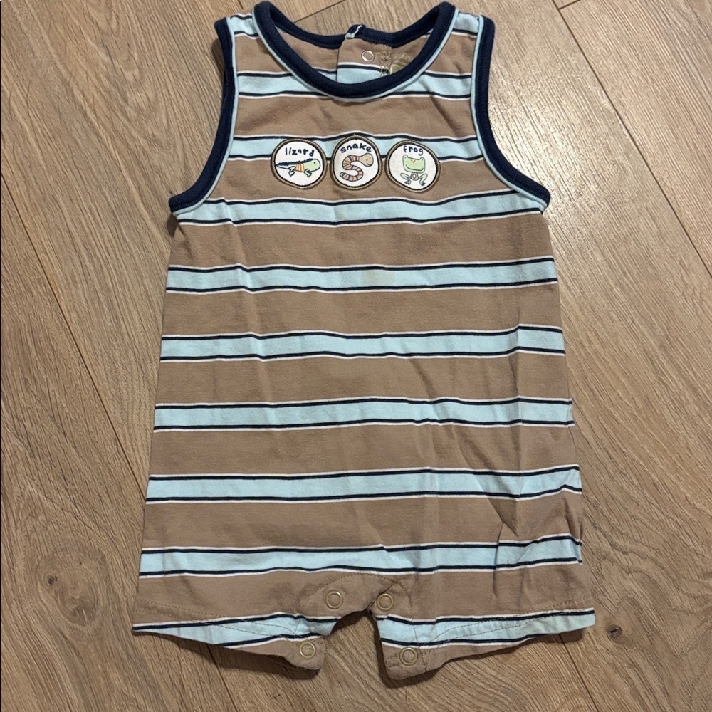 Vintage Carter's Navy and Brown Baby Romper